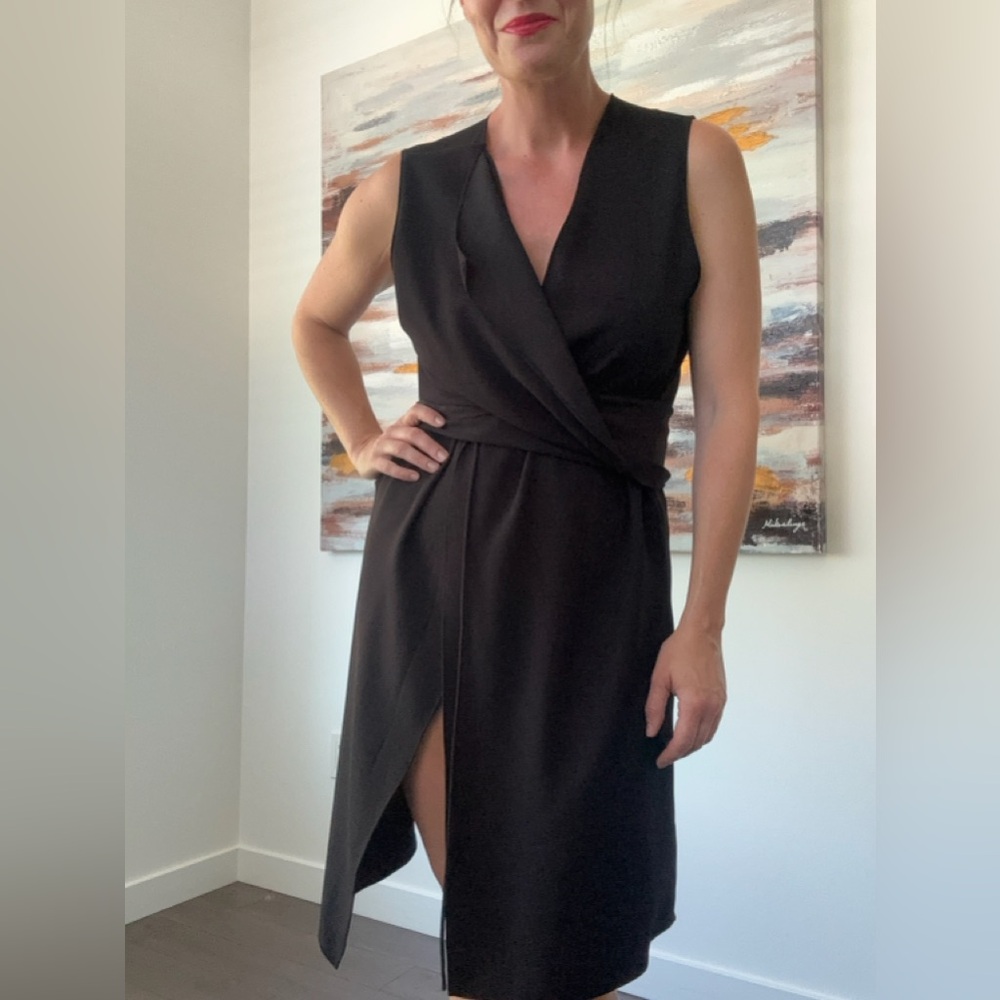 ZARA Black Asymmetrical Wrap Cocktail Dress Medium